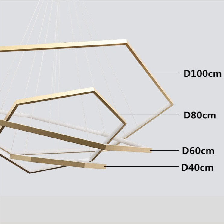 Lustre LED Doré Géométrique Design Luxe