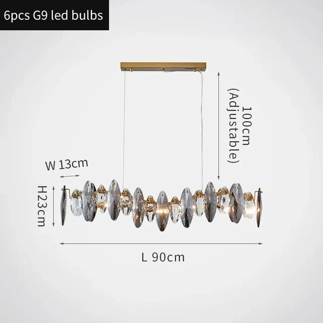Lustre Moderne Cristal LED Chrome Poli