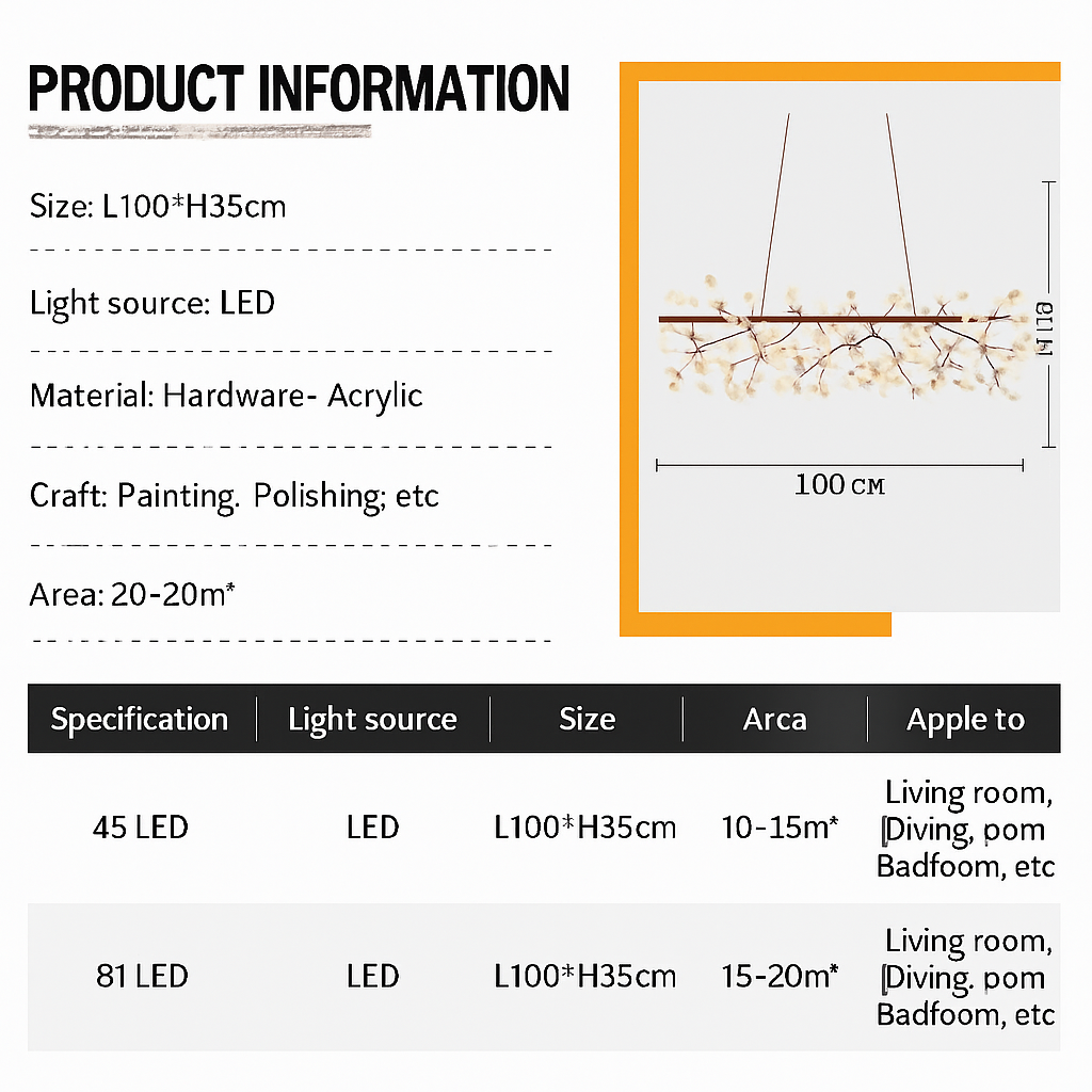 Lustre Firefly LED : Branche d'Arbre Lumineuse Design