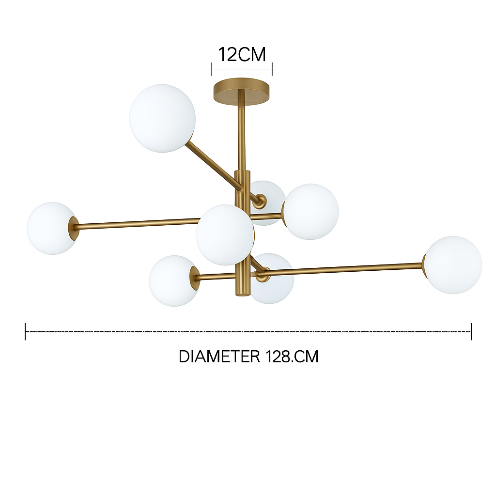 Lustre Scandinave Verre & Laiton Moderne