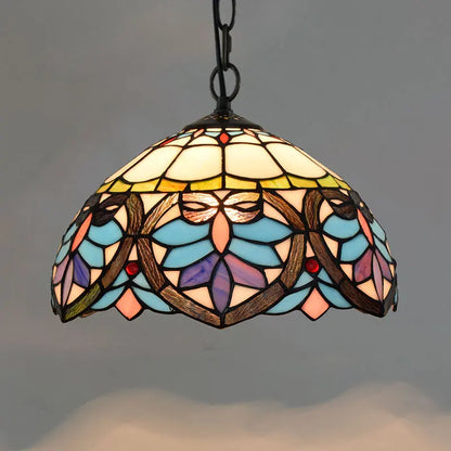 Lustre Tiffany Bohème Verre Coloré LED