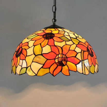 Lustre Tiffany Bohème Verre Coloré LED