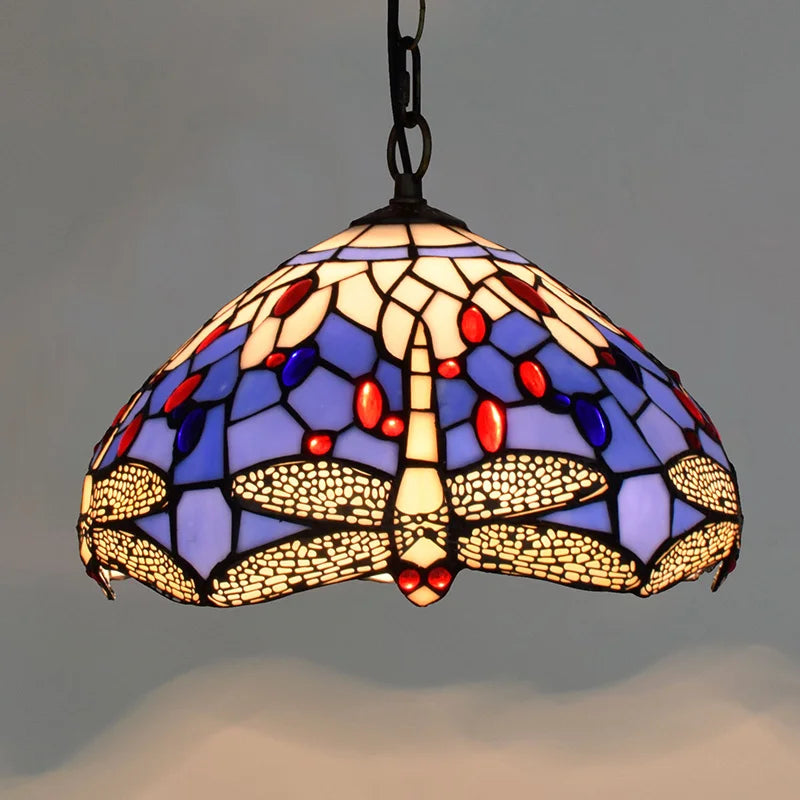 Lustre Tiffany Bohème Verre Coloré LED