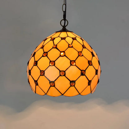 Lustre Tiffany Bohème Verre Coloré LED