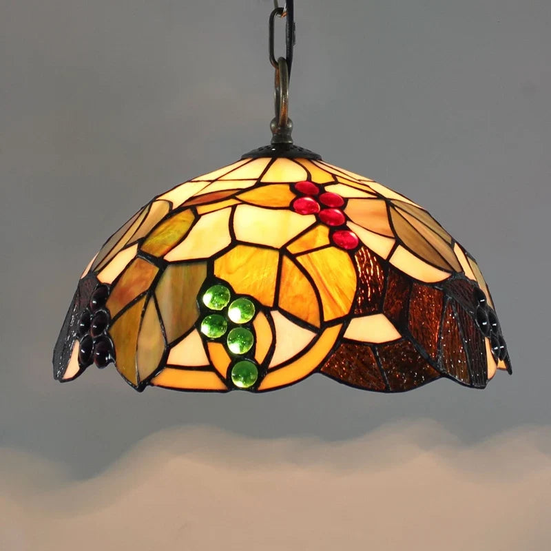 Lustre Tiffany Bohème Verre Coloré LED