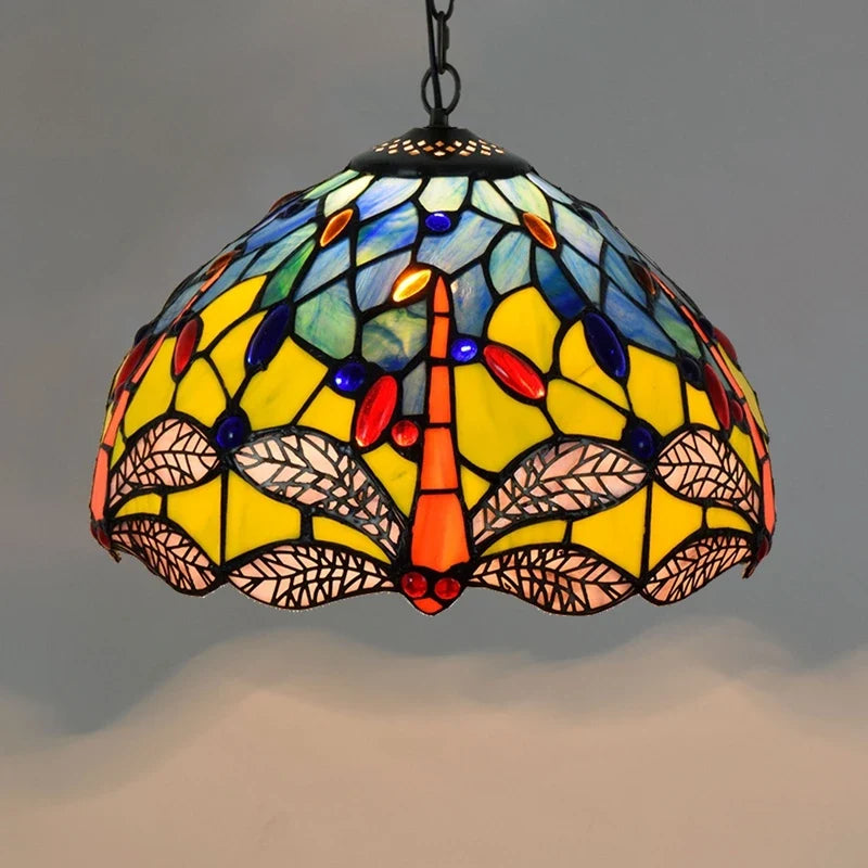 Lustre Tiffany Bohème Verre Coloré LED