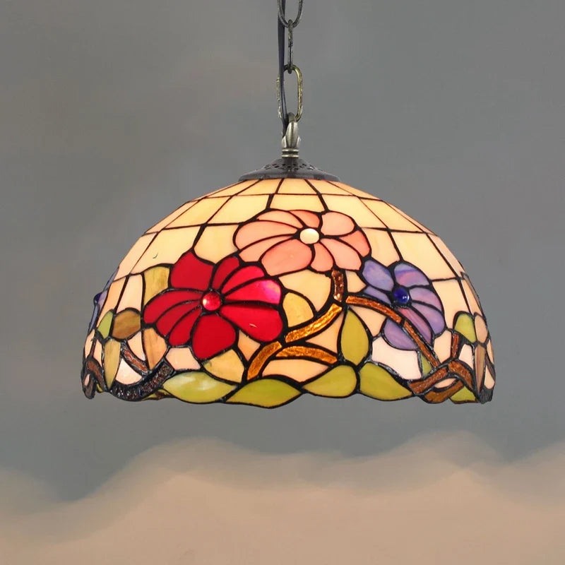 Lustre Tiffany Bohème Verre Coloré LED