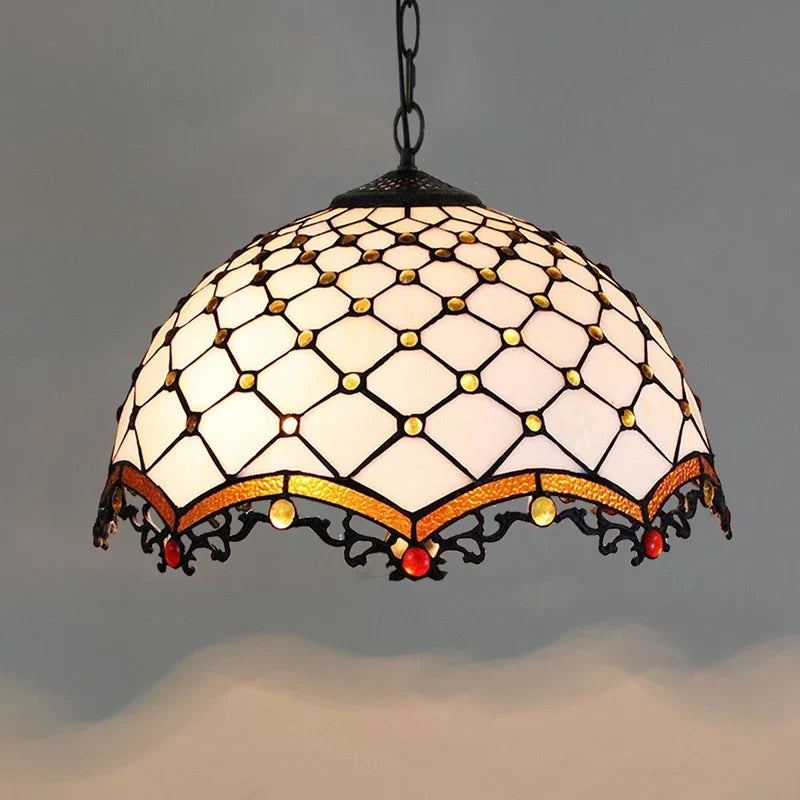 Lustre Tiffany Bohème Verre Coloré LED