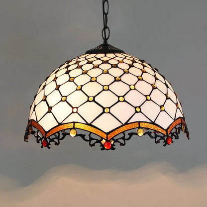 Lustre Tiffany Bohème Verre Coloré LED