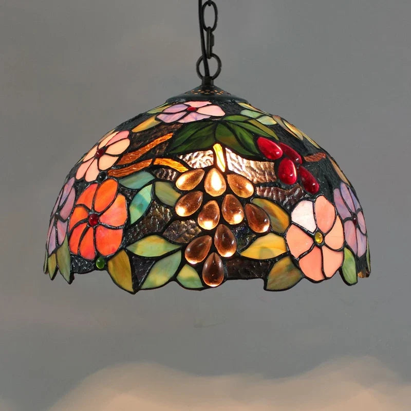 Lustre Tiffany Bohème Verre Coloré LED