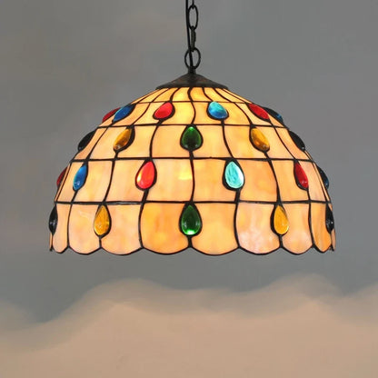 Lustre Tiffany Bohème Verre Coloré LED