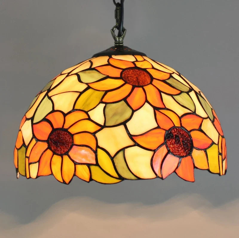 Lustre Tiffany Bohème Verre Coloré LED