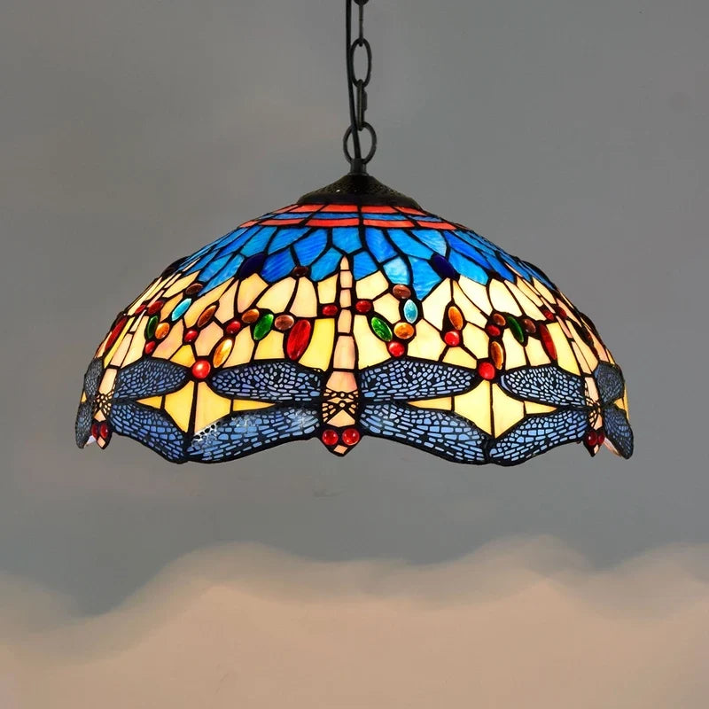 Lustre Tiffany Bohème Verre Coloré LED