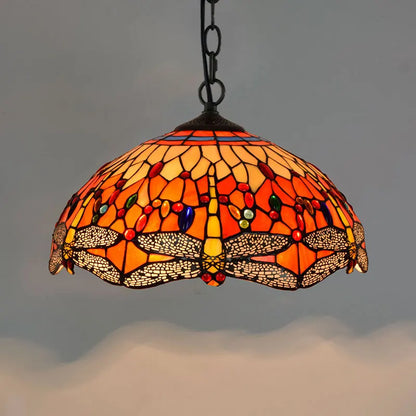 Lustre Tiffany Bohème Verre Coloré LED