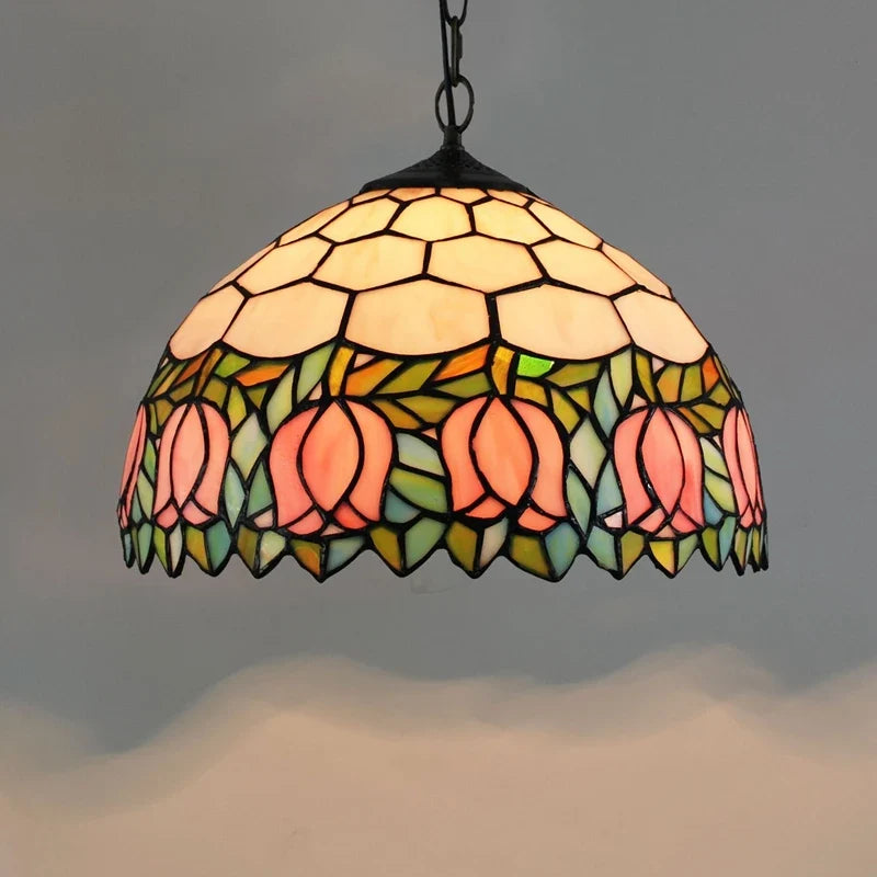 Lustre Tiffany Bohème Verre Coloré LED