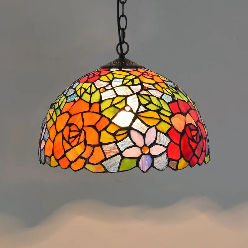 Lustre Tiffany Bohème Verre Coloré LED