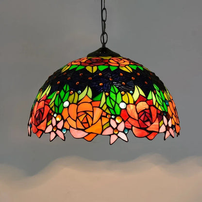 Lustre Tiffany Bohème Verre Coloré LED