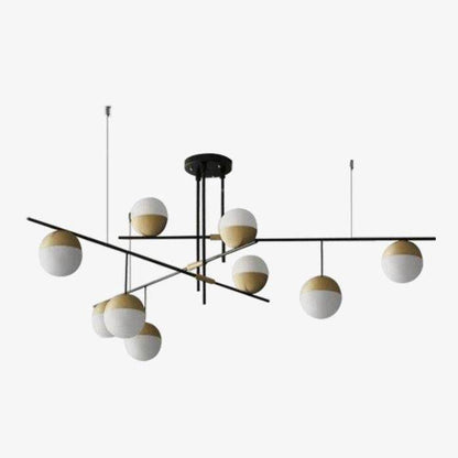 Lustre Design Doré Verre & Métal - 9 Lumières LED