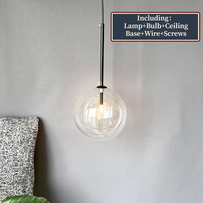 Suspension LED Boule Verre & Métal Moderne