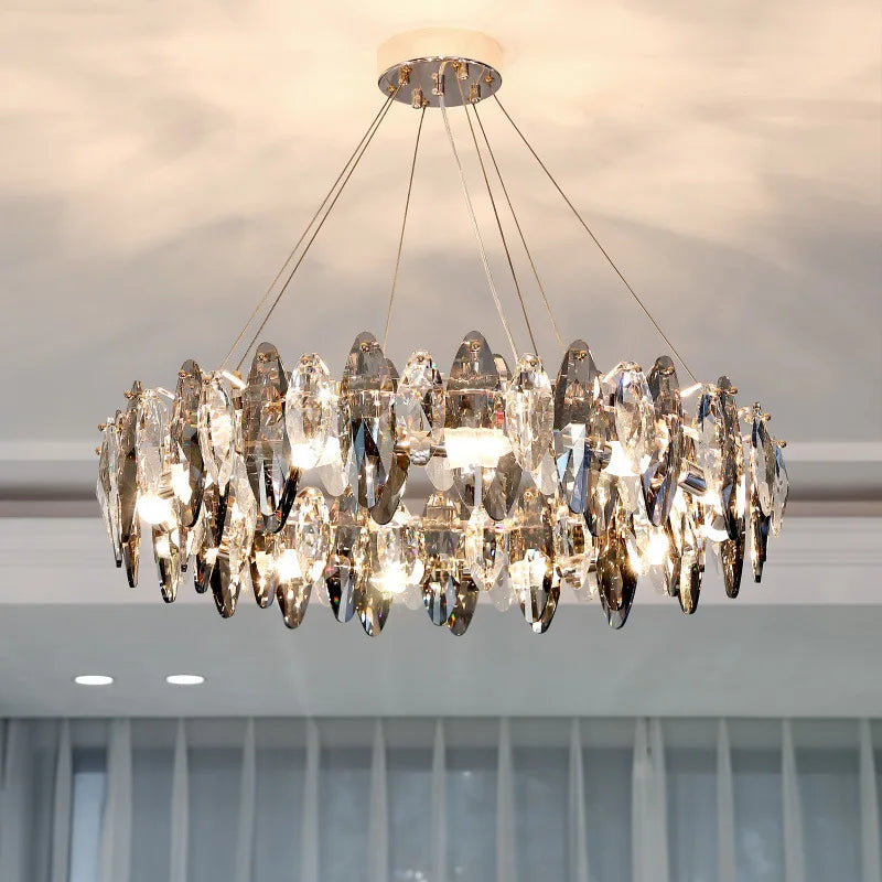 Lustre Moderne Cristal LED Chrome Poli