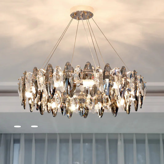 Lustre Moderne Cristal LED Chrome Poli