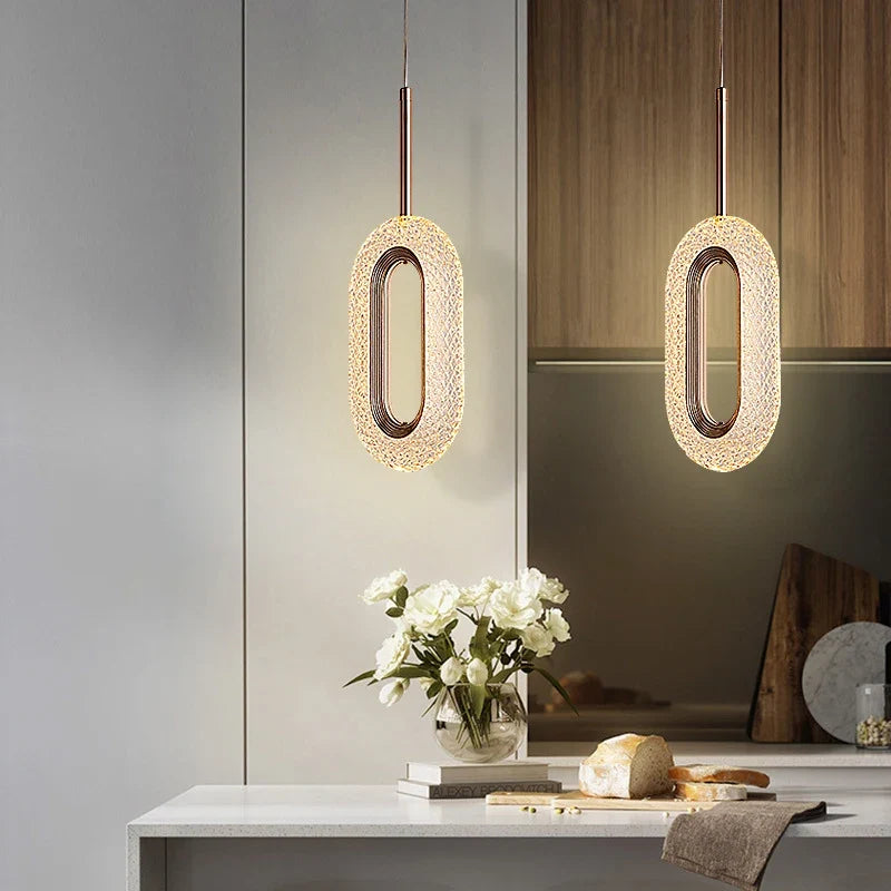 Lustre LED Cristal Doré Design Nordique
