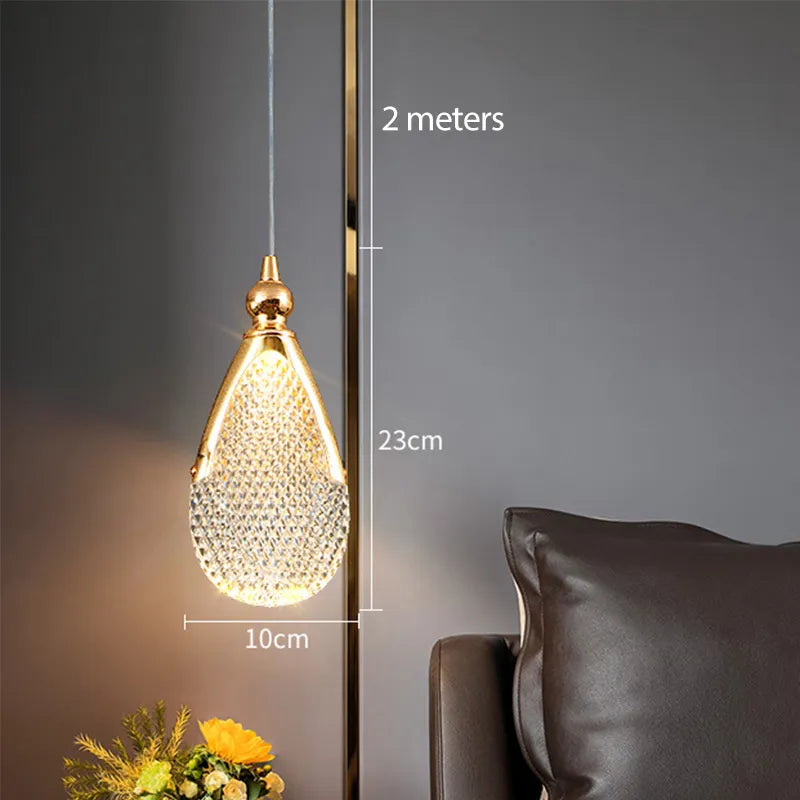 Lustre LED Cristal Doré Design Nordique