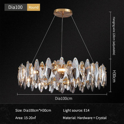 Lustre Moderne Cristal LED Chrome Poli