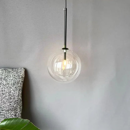 Suspension LED Boule Verre & Métal Moderne