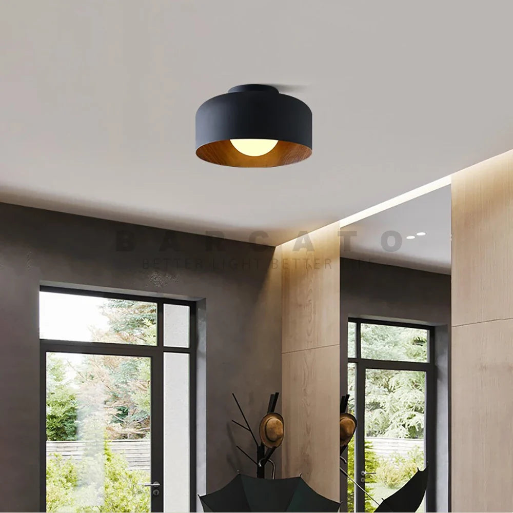 Plafonnier LED Bois Noyer Scandinave Barcato