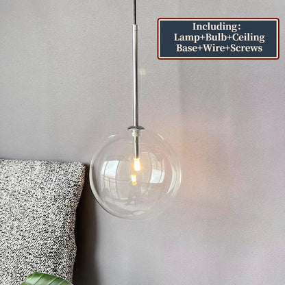 Suspension LED Boule Verre & Métal Moderne