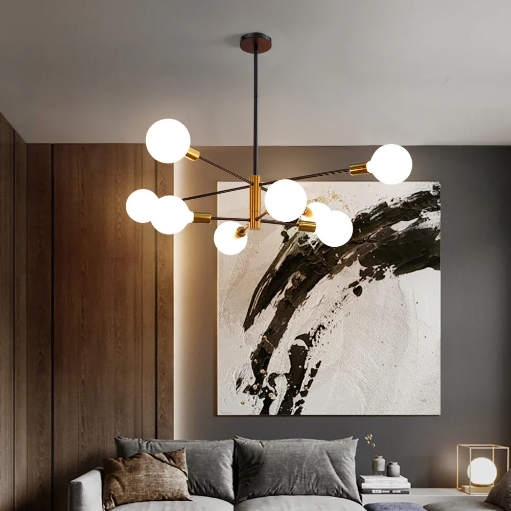 Lustre Spoutnik Noir & Or - Design Nordique Moderne