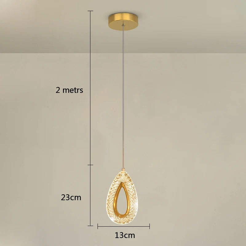 Lustre LED Cristal Doré Design Nordique