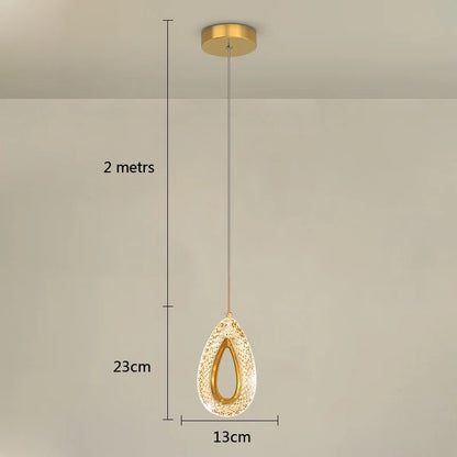 Lustre LED Cristal Doré Design Nordique