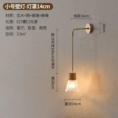 Lustre Design Nordique Japonais 3 Têtes Verre & Bois