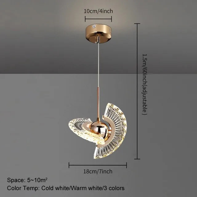 Lustre LED Cristal Doré Design Nordique