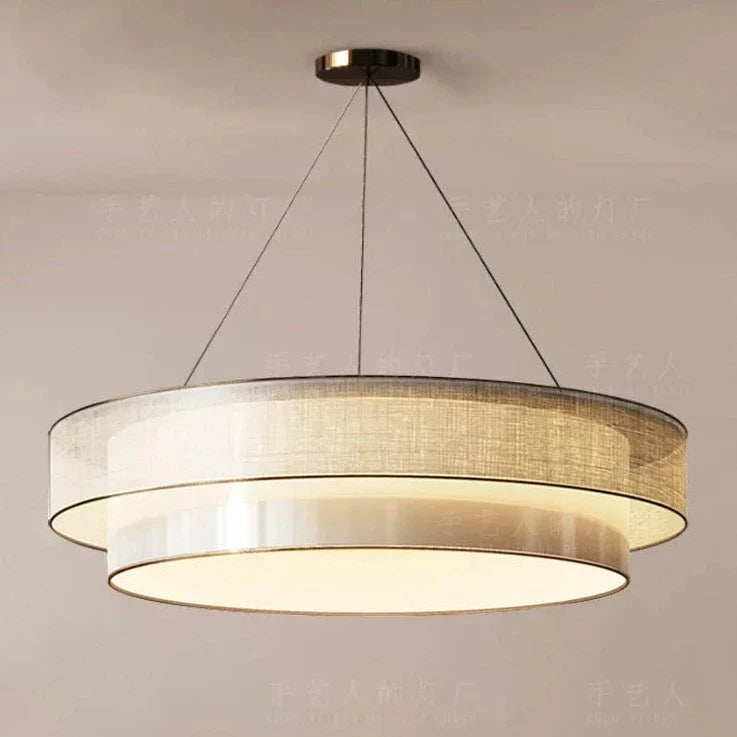 Lustre Suspendu Zen Beige Métal & Textile