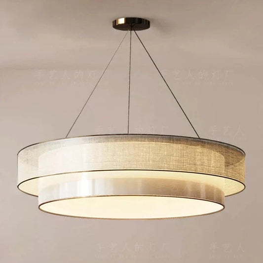 Lustre Suspendu Zen Beige Métal & Textile
