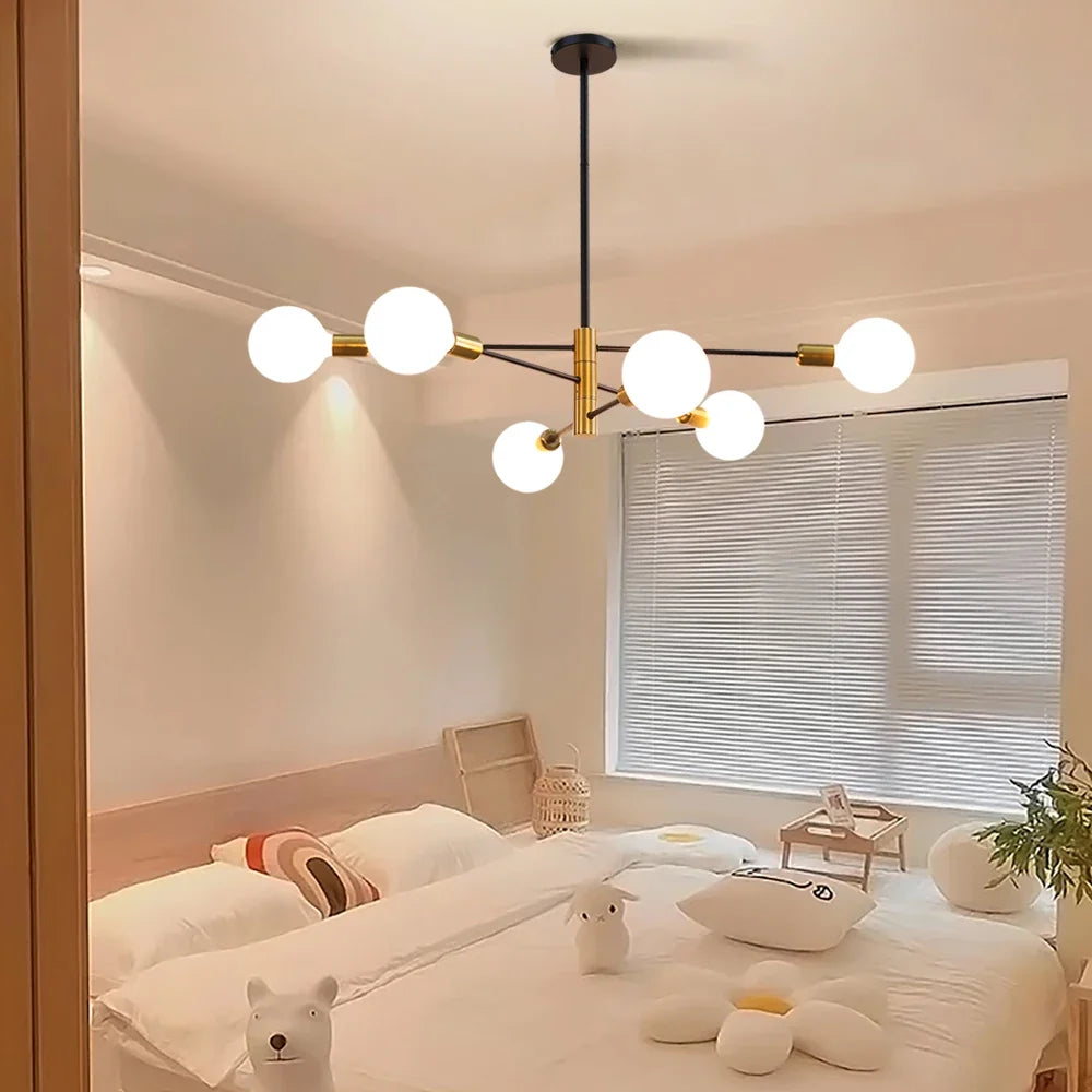 Lustre Spoutnik Noir & Or - Design Nordique Moderne