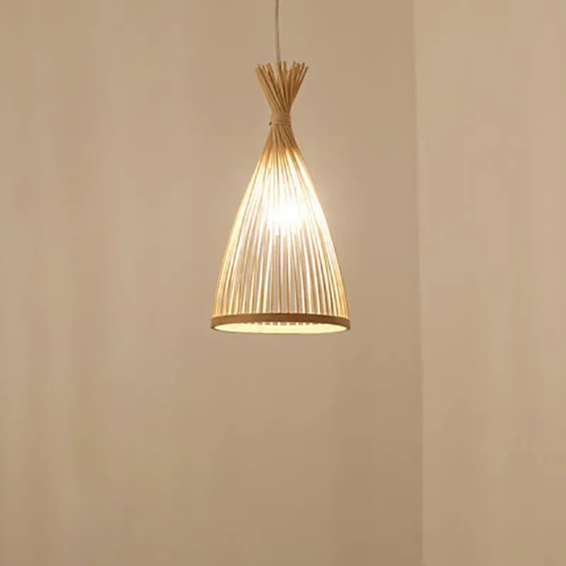 Suspension Bambou Vintage Tressé - Luminaire Artisanal