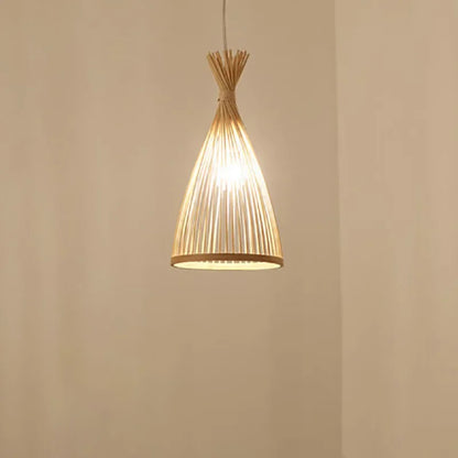 Suspension Bambou Vintage Tressé - Luminaire Artisanal
