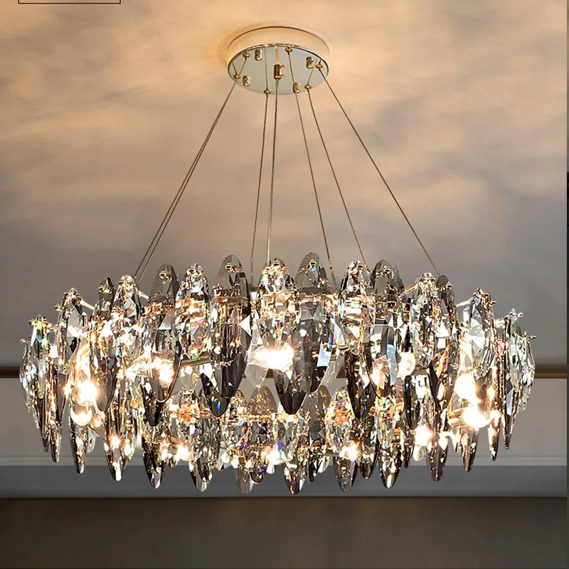 Lustre Moderne Cristal LED Chrome Poli