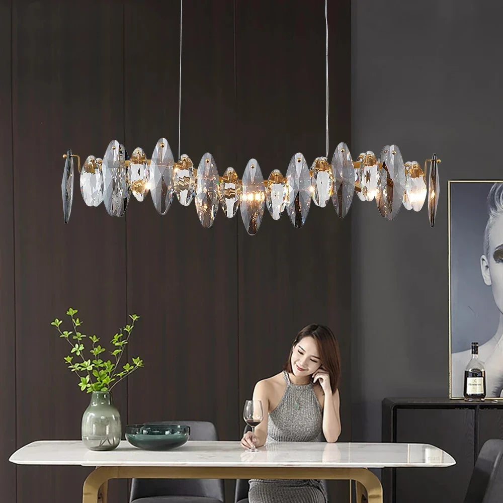 Lustre Moderne Cristal LED Chrome Poli
