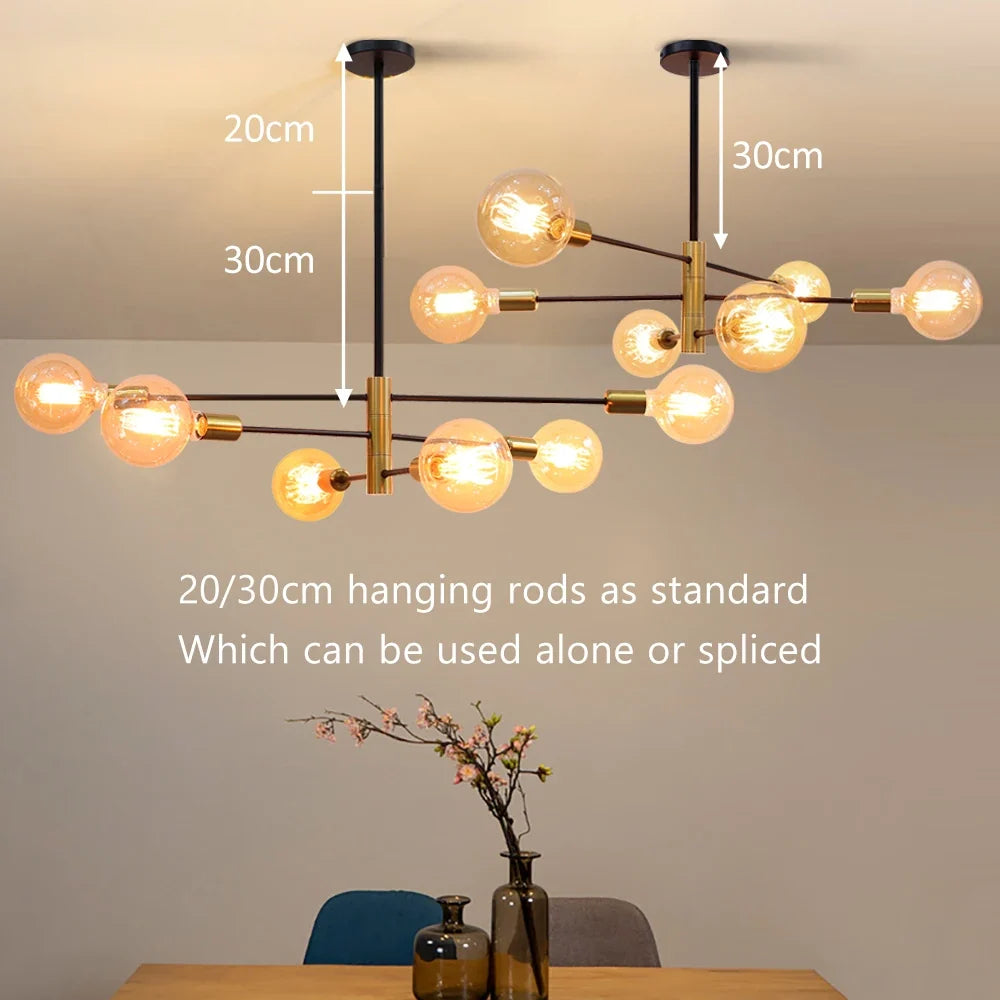 Lustre Spoutnik Noir & Or - Design Nordique Moderne