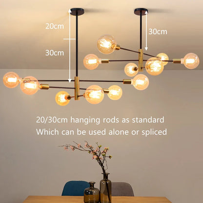 Lustre Spoutnik Noir & Or - Design Nordique Moderne