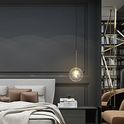 Suspension LED Boule Verre & Métal Moderne