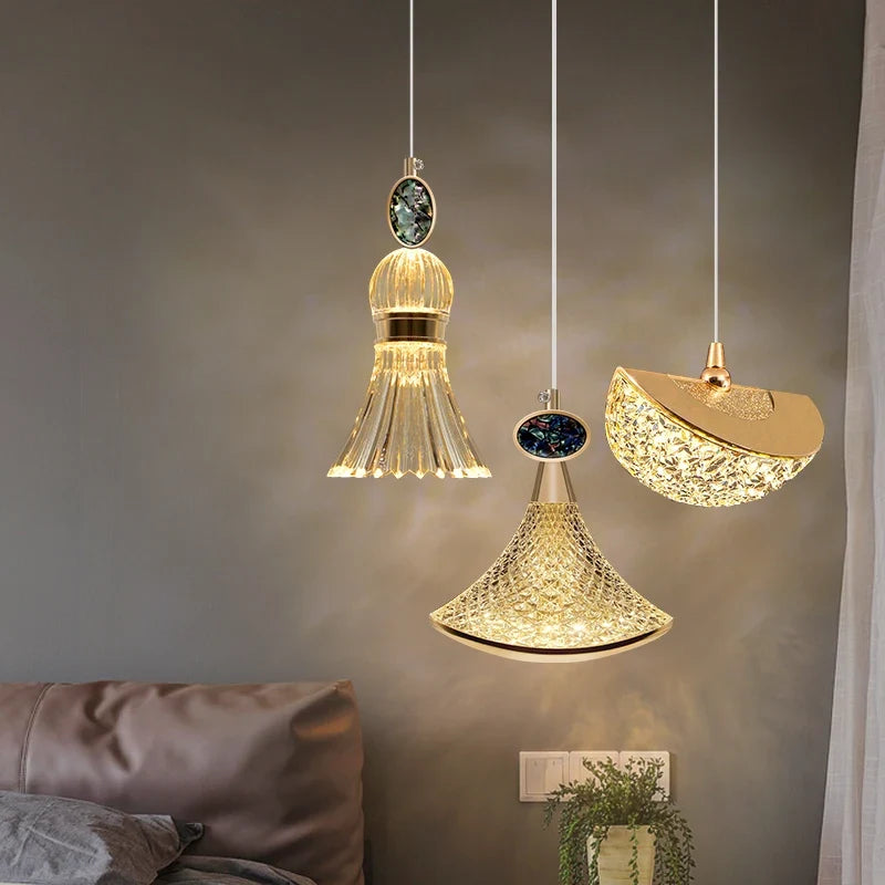Lustre LED Cristal Doré Design Nordique