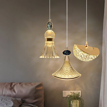 Lustre LED Cristal Doré Design Nordique