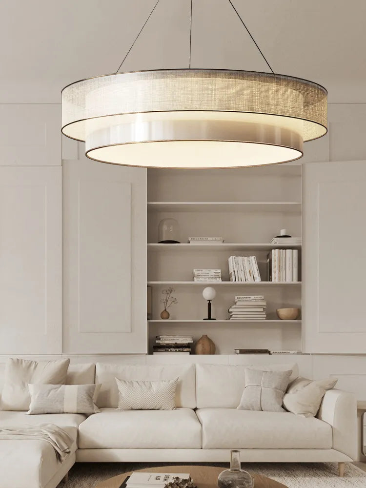 Lustre Suspendu Zen Beige Métal & Textile