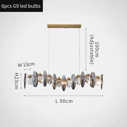 Lustre Moderne Cristal LED Chrome Poli